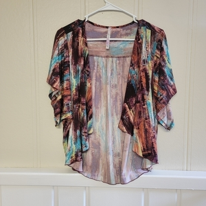 Chic Multicolor Shrug with Fringe Details